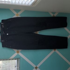 FashiNova Distressed Crossover Straight leg Ripped Jeans- Black NWT